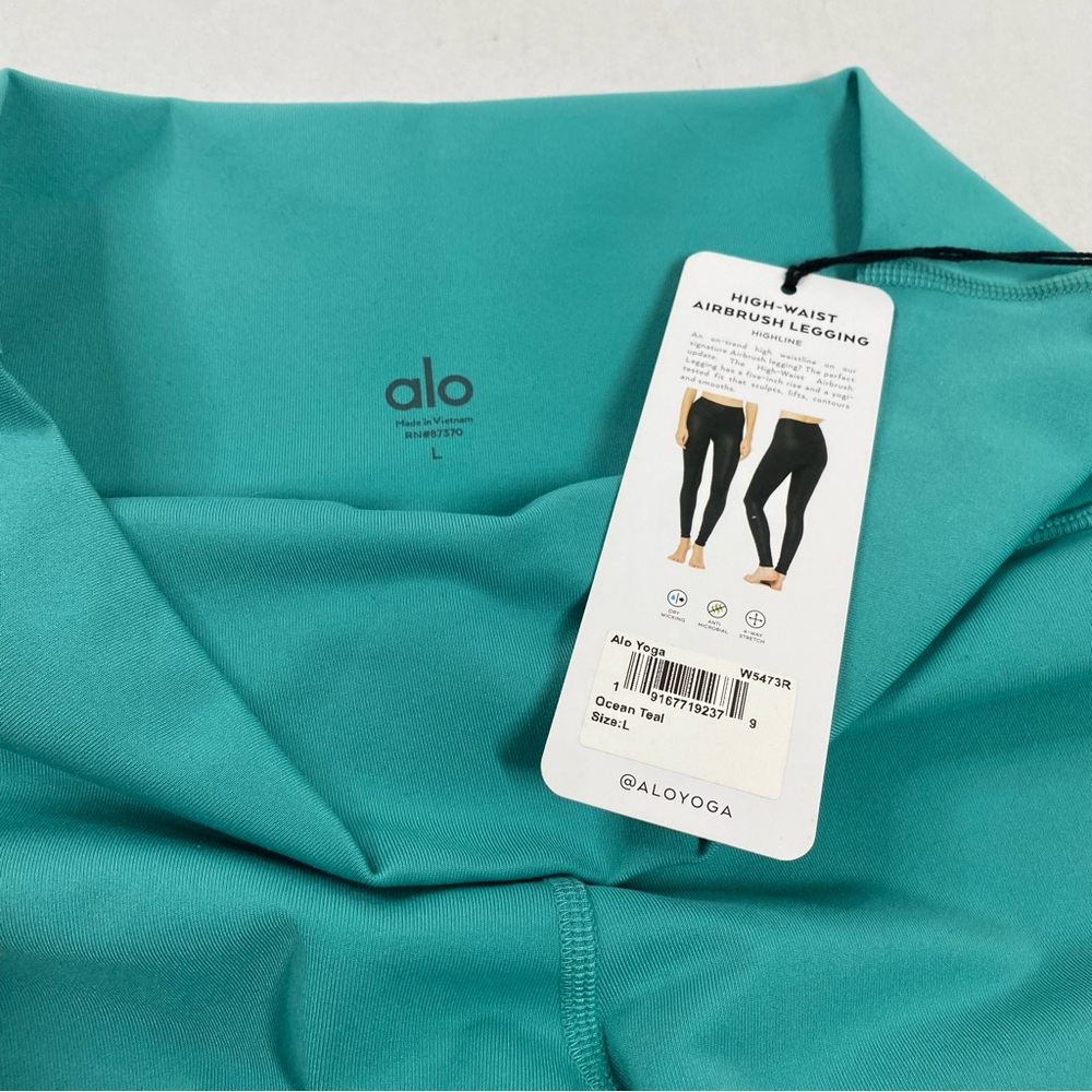 Alo Yoga High-Waist Airbrush Legging Leggings Ocean Teal Color Size Large W5473R - Picture 4 of 8